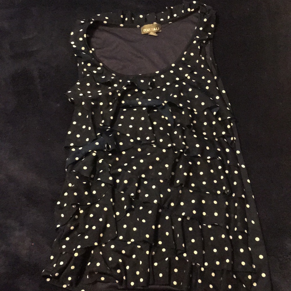 Navy blue with white dots tank top.